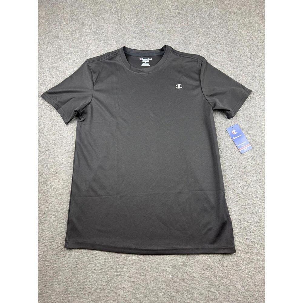 Champion Double Dry Performance T-Shirt Kids L Black Athletic Gym Workout Tee